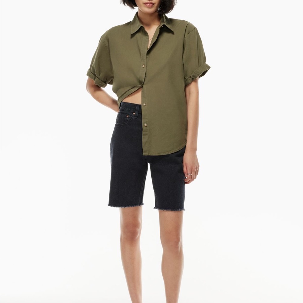 Levi’s Black Denim Ripped Distressed Long Denim Shorts